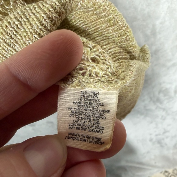 Anthropologie Moth Oversized Crochet Sweater Size L Tan Linen Fairy Shabby Chic - Picture 7 of 7